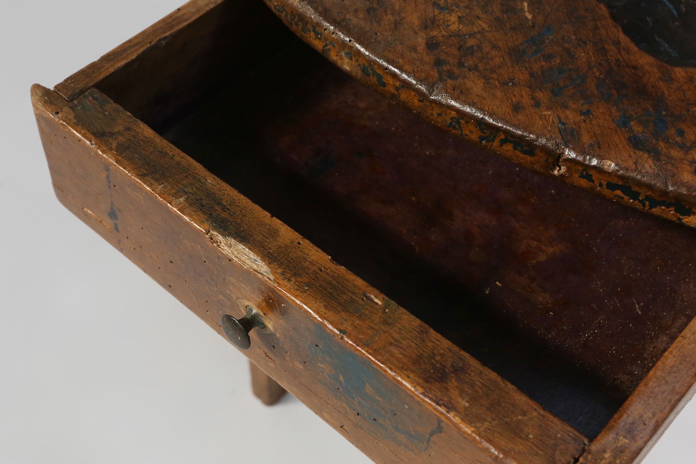 French round side table in oak with blue top and beautiful patina, ca. 1850thumbnail